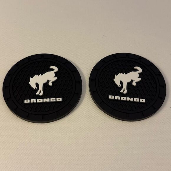 Bronco Car Cup Coasters in Black Set of 2 NWT - Picture 2 of 4